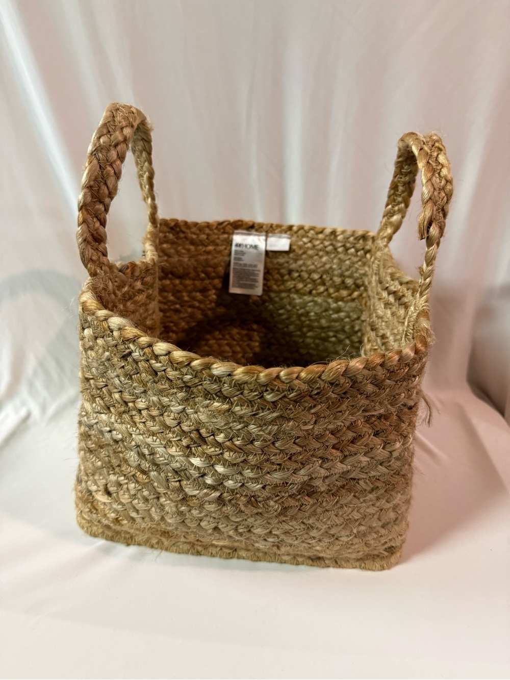 H&M Natural Braided Jute Storage Basket with Handles